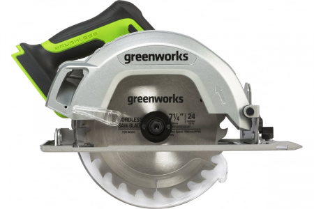 Пила циркулярная аккумуляторная Greenworks GD24CS, 24V, бесщеточная, без АКБ и ЗУ