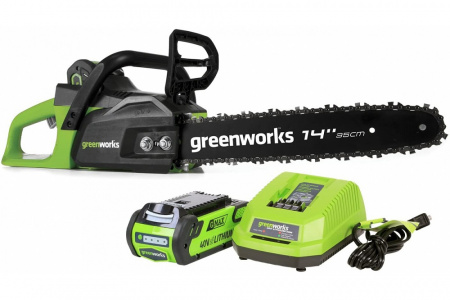 Пила цепная аккумуляторная Greenworks GD40CS15, 40V, 35 см, бесщеточная с АКБ 2АЧ и ЗУ