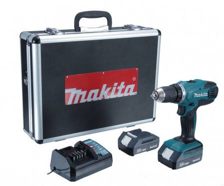 Дрель аккумуляторная MAKITA DF457DWE (18 В, БЗП.13мм, 2ск, 42нм, 2акк.Li-ion.1.5Ач, 1.7кг,кейс)					