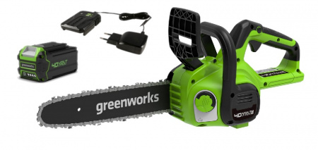 Пила цепная аккумуляторная Greenworks G40CS30IIK2, 40V, 30 см, с 1xАКБ 2Ач и ЗУ